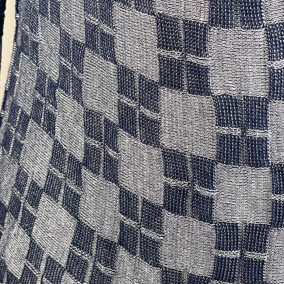 HWR‎ Anthropologie Cardigan Small Navy Gray Checkerboard Silk Cotton Blend - Picture 13 of 15